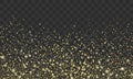 Gold glitter on transparent background. Vector shine texture. Design element for cards, invitations, posters and banners Royalty Free Stock Photo